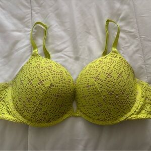 Victoria's Secret Neon Lace T-Shirt Bra - Bright Yellow